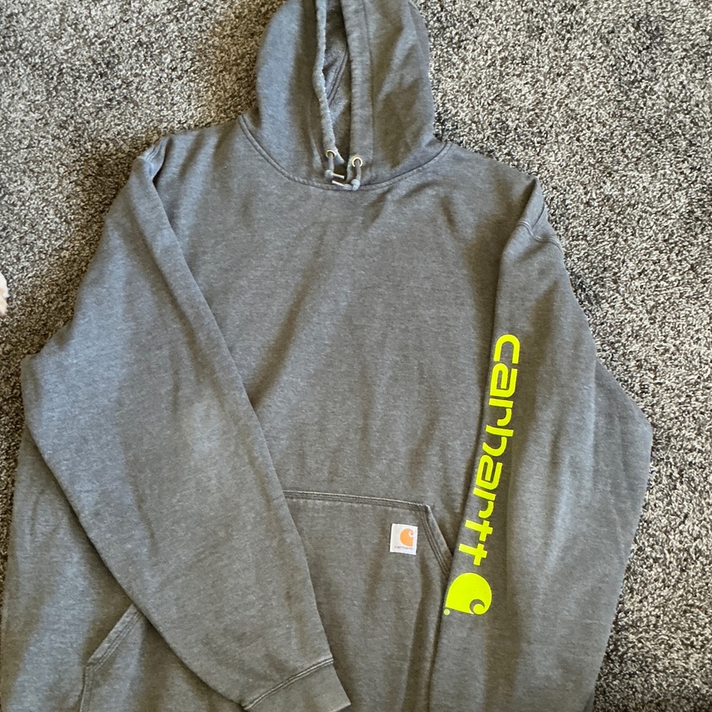 Carhartt Gray Hoodie with Neon Accents